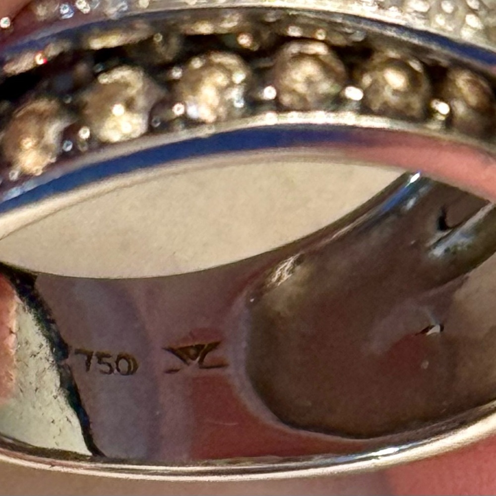 LeVian 18kt White Gold Chocolate And White Diamond Crossover Ring - Picture 6 of 6